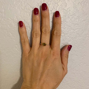 Peridot and Diamond 18 Karat Rose Gold Engagement Ring