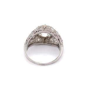 3.07 Carat Old European Cut Diamond Art Deco Platinum Ring Estate Fine Jewelry