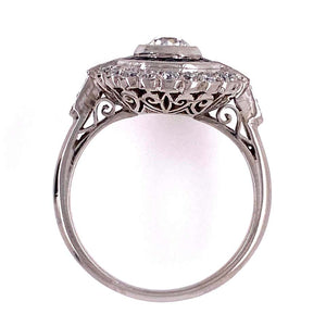 Diamond and Sapphire Art Deco Style Cocktail Platinum Ring Estate Fine Jewelry