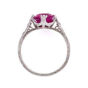 2.25 Carat Pink Sapphire and Diamond Platinum Solitaire Ring Estate Fine Jewelry
