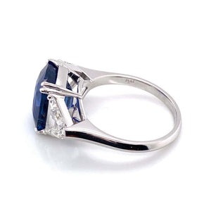 6.94 Carat Sapphire No Heat Diamond Platinum Cocktail Ring Estate Fine Jewelry