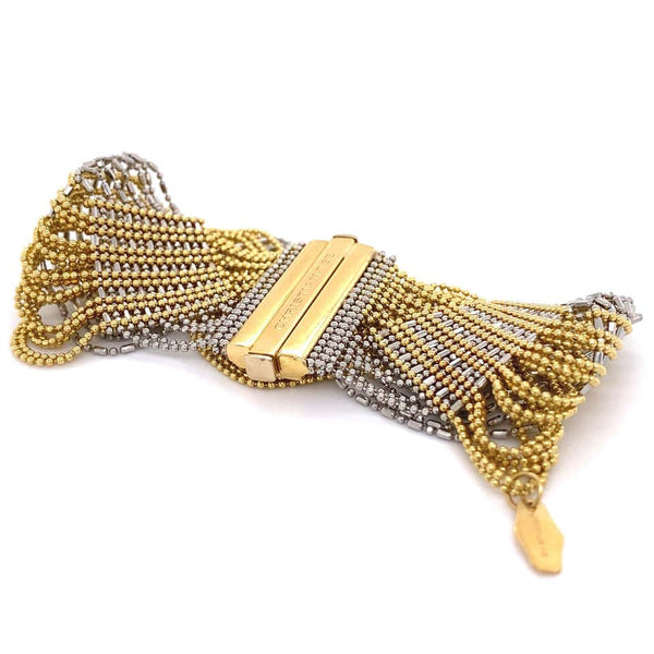 Designer Gold and Platinum Bead Link Bracelet Estate Fine Jewelry Christian Tse