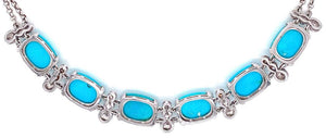 Natural Turquoise and Diamond Gold Collar Necklace Estate Fine Jewelry