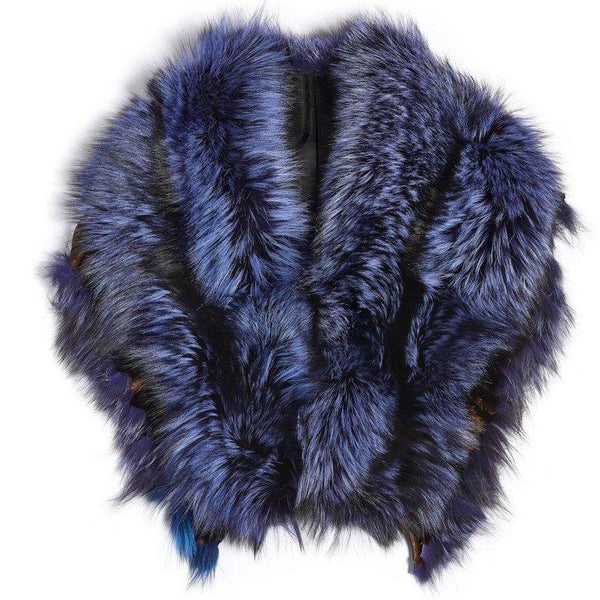 Luxurious Oversized Blue Fox Fringe Fur Collar Wrap